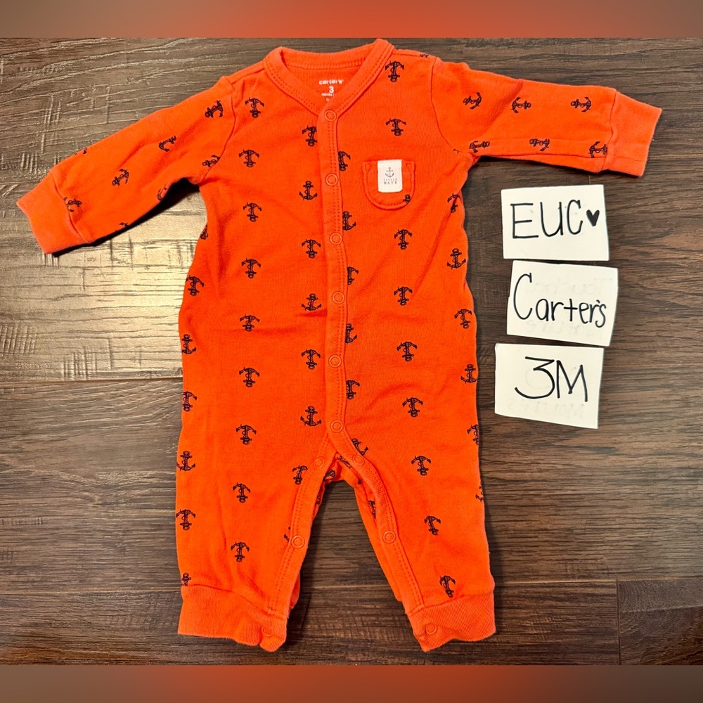 Carter's Orange Nautical One Piece 3M